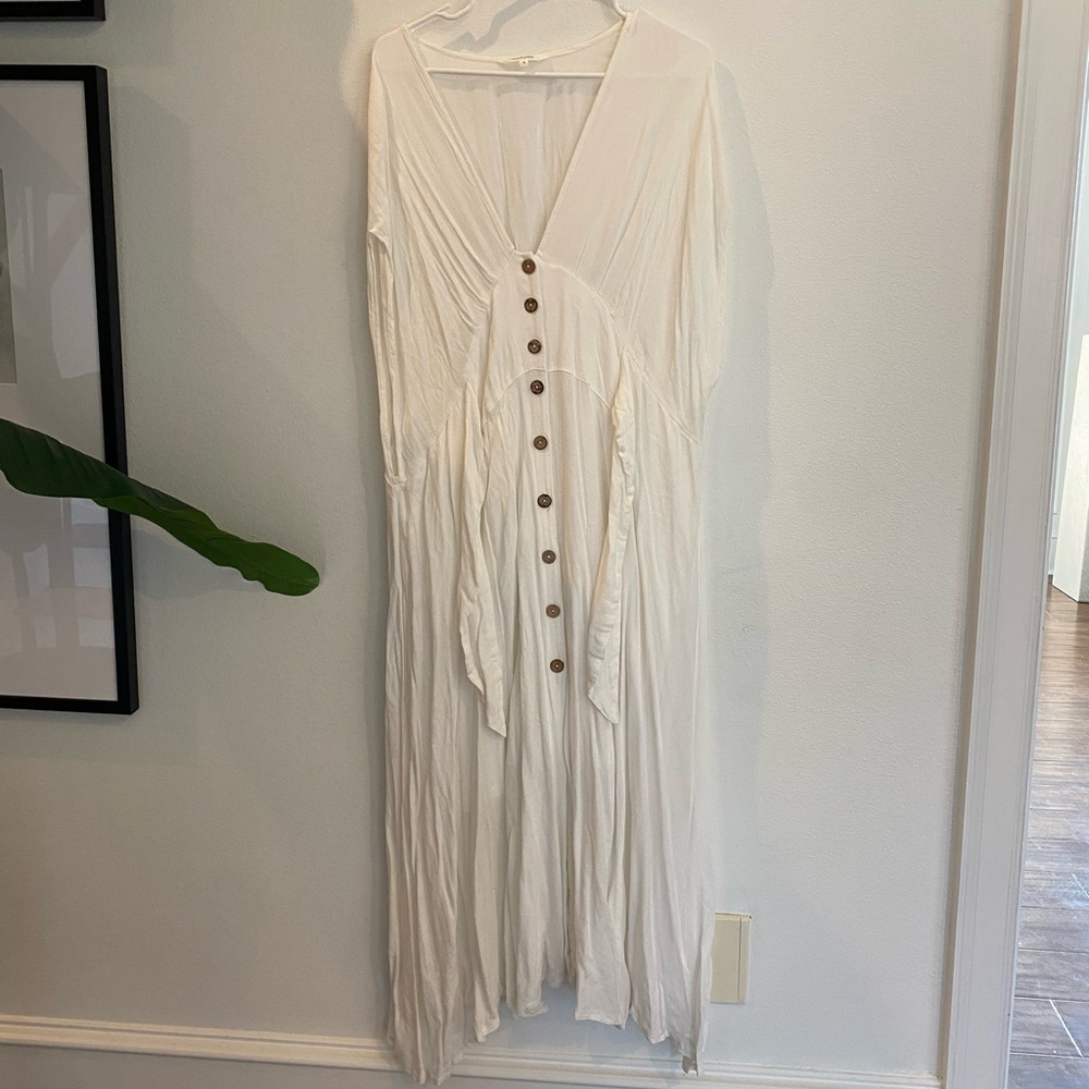Off-white Amaryllis Dress with button front detail